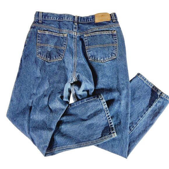 Tommy Hilfiger Jeans Womens 33x31 Straight Leg Dark Wash Vtg Logo Denim Blue - Picture 2 of 11
